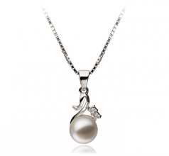 Ariana Blanc 6-7mm AAAA-qualité perles d'eau douce 925/1000 Argent-pendentif en perles