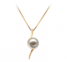 Abderrahim Blanc 6-7mm AAAA-qualité perles d'eau douce 585/1000 Or Jaune-pendentif en perles