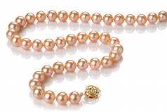 Rose 7-8mm AAA-qualité perles d'eau douce Rempli D'or-Collier de perles