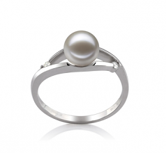 Tanya Blanc 6-7mm AAAA-qualité perles d'eau douce 585/1000 Or Blanc-Bague perles