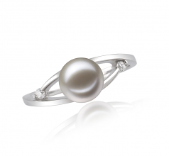 Tanya Blanc 6-7mm AAAA-qualité perles d'eau douce 585/1000 Or Blanc-Bague perles