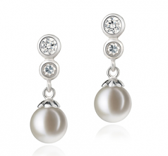 Colleen Blanc 7-8mm AAAA-qualité perles d'eau douce 925/1000 Argent-Boucles d'oreilles en perles