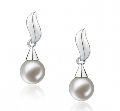 Edith Blanc 7-8mm AAAA-qualité perles d'eau douce 925/1000 Argent-Boucles d'oreilles en perles