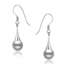 Sandra Blanc 7-8mm AAAA-qualité perles d'eau douce 925/1000 Argent-Boucles d'oreilles en perles