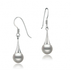 Sandra Blanc 7-8mm AAAA-qualité perles d'eau douce 925/1000 Argent-Boucles d'oreilles en perles