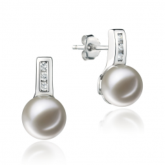 Valery Blanc 7-8mm AAAA-qualité perles d'eau douce 925/1000 Argent-Boucles d'oreilles en perles