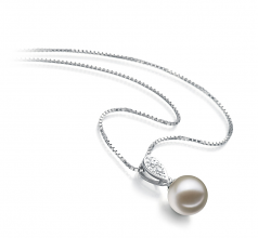 Daria Blanc 7-8mm AAAA-qualité perles d'eau douce 925/1000 Argent-pendentif en perles
