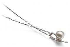 Destina Blanc 7-8mm AAAA-qualité perles d'eau douce 925/1000 Argent-pendentif en perles
