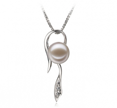 Jennifer Blanc 7-8mm AAAA-qualité perles d'eau douce 925/1000 Argent-pendentif en perles