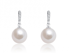 Blanc 12-13mm AA+-qualité perles d'eau douce - Edison 925/1000 Argent-Boucles d'oreilles en perles