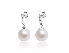 Blanc 12-13mm AA+-qualité perles d'eau douce - Edison 925/1000 Argent-Boucles d'oreilles en perles