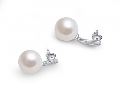 Blanc 12-13mm AA+-qualité perles d'eau douce - Edison 925/1000 Argent-Boucles d'oreilles en perles