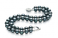 Mayra Noir 6-7mm AA-qualité Akoya du Japon 925/1000 Argent-Bracelet de perles