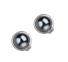 Jocelyne Noir 6-7mm AA-qualité Akoya du Japon 925/1000 Argent-Boucles d'oreilles en perles
