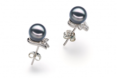 Jodie Noir 6-7mm AA-qualité Akoya du Japon 925/1000 Argent-Boucles d'oreilles en perles