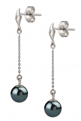 Misha Noir 6-7mm AA-qualité Akoya du Japon 585/1000 Or Blanc-Boucles d'oreilles en perles