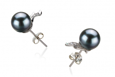 Sydney Noir 6-7mm AA-qualité Akoya du Japon 925/1000 Argent-Boucles d'oreilles en perles
