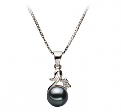 Ariana Noir 6-7mm AA-qualité Akoya du Japon 925/1000 Argent-pendentif en perles