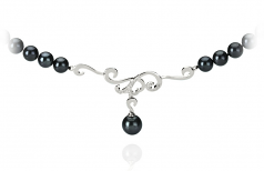 Almira Noir 6-9mm AA-qualité Akoya du Japon 925/1000 Argent-Collier de perles