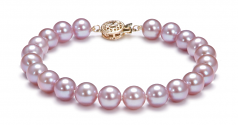 Lavande 7.5-8mm AAA-qualité perles d'eau douce Rempli D'or-un set en perles