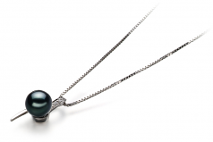 Destinée Noir 7-8mm AA-qualité Akoya du Japon 925/1000 Argent-pendentif en perles