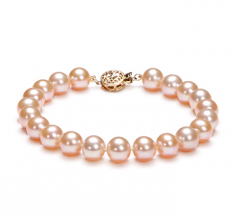 Rose 8.5-9.5mm AAA-qualité perles d'eau douce Rempli D'or-Bracelet de perles