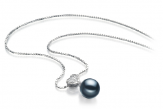 Randy Noir 7-8mm AA-qualité Akoya du Japon 925/1000 Argent-pendentif en perles