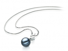 Zalina Noir 7-8mm AA-qualité Akoya du Japon 925/1000 Argent-pendentif en perles