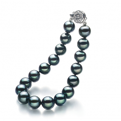Noir 8-8.5mm AA-qualité Akoya du Japon 925/1000 Argent-Bracelet de perles