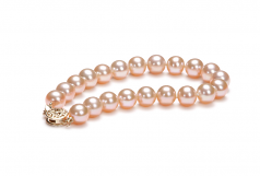 Rose 8.5-9.5mm AAA-qualité perles d'eau douce Rempli D'or-Bracelet de perles