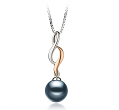 Pennie Noir 8-9mm AA-qualité Akoya du Japon 925/1000 Argent-pendentif en perles