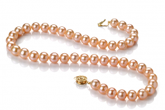 Rose 8.5-9.5mm AAA-qualité perles d'eau douce Rempli D'or-Collier de perles