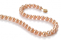 Rose 8.5-9.5mm AAA-qualité perles d'eau douce Rempli D'or-Collier de perles