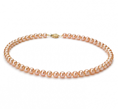 Rose 6-6.5mm AAAA-qualité perles d'eau douce Rempli D'or-Collier de perles