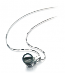 Vivian Noir 8-9mm AAA-qualité Akoya du Japon 585/1000 Or Blanc-pendentif en perles