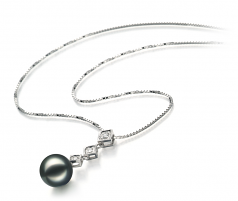 Rozene Noir 8-9mm AAA-qualité Akoya du Japon 585/1000 Or Blanc-un set en perles