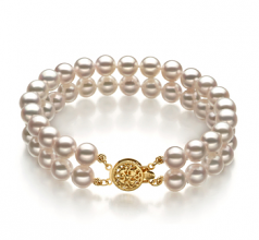 Blanc 6-7mm AA-qualité Akoya du Japon Rempli D'or-Bracelet de perles