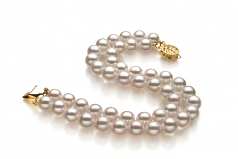 Blanc 6-7mm AA-qualité Akoya du Japon Rempli D'or-Bracelet de perles