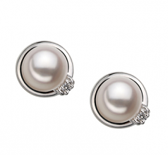 Jocelyn Blanc 6-7mm AA-qualité Akoya du Japon 925/1000 Argent-Boucles d'oreilles en perles