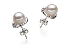 Jocelyn Blanc 6-7mm AA-qualité Akoya du Japon 925/1000 Argent-Boucles d'oreilles en perles