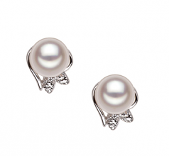 Jodie Blanc 6-7mm AA-qualité Akoya du Japon 925/1000 Argent-Boucles d'oreilles en perles