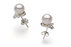 Jodie Blanc 6-7mm AA-qualité Akoya du Japon 925/1000 Argent-Boucles d'oreilles en perles