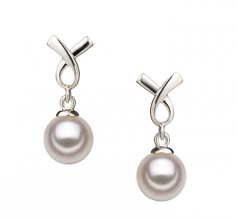 Riley Blanc 6-7mm AA-qualité Akoya du Japon 925/1000 Argent-Boucles d'oreilles en perles