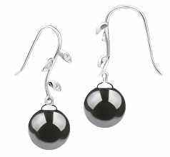 Honora Noir 9-10mm AAA-qualité de Tahiti 585/1000 Or Blanc-Boucles d'oreilles en perles