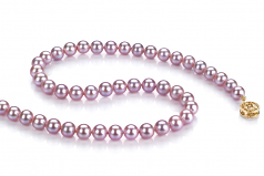 Lavande 6-6.5mm AAAA-qualité perles d'eau douce Rempli D'or-Collier de perles