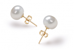 Blanc 7-8mm AAA-qualité perles d'eau douce-Boucles d'oreilles en perles