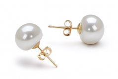 Blanc 9-10mm AAA-qualité perles d'eau douce-Boucles d'oreilles en perles