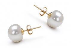 Blanc 9-10mm AAA-qualité perles d'eau douce-Boucles d'oreilles en perles