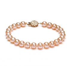 Rose 6-6.5mm AAAA-qualité perles d'eau douce Rempli D'or-Bracelet de perles