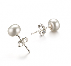 Blanc 6-7mm AA-qualité perles d'eau douce-Boucles d'oreilles en perles